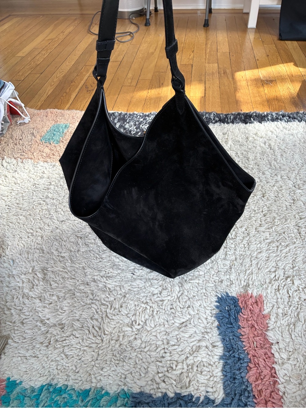 KHAITE - Lotus Black Suede Shoulder Bag - Picture 5 of 7